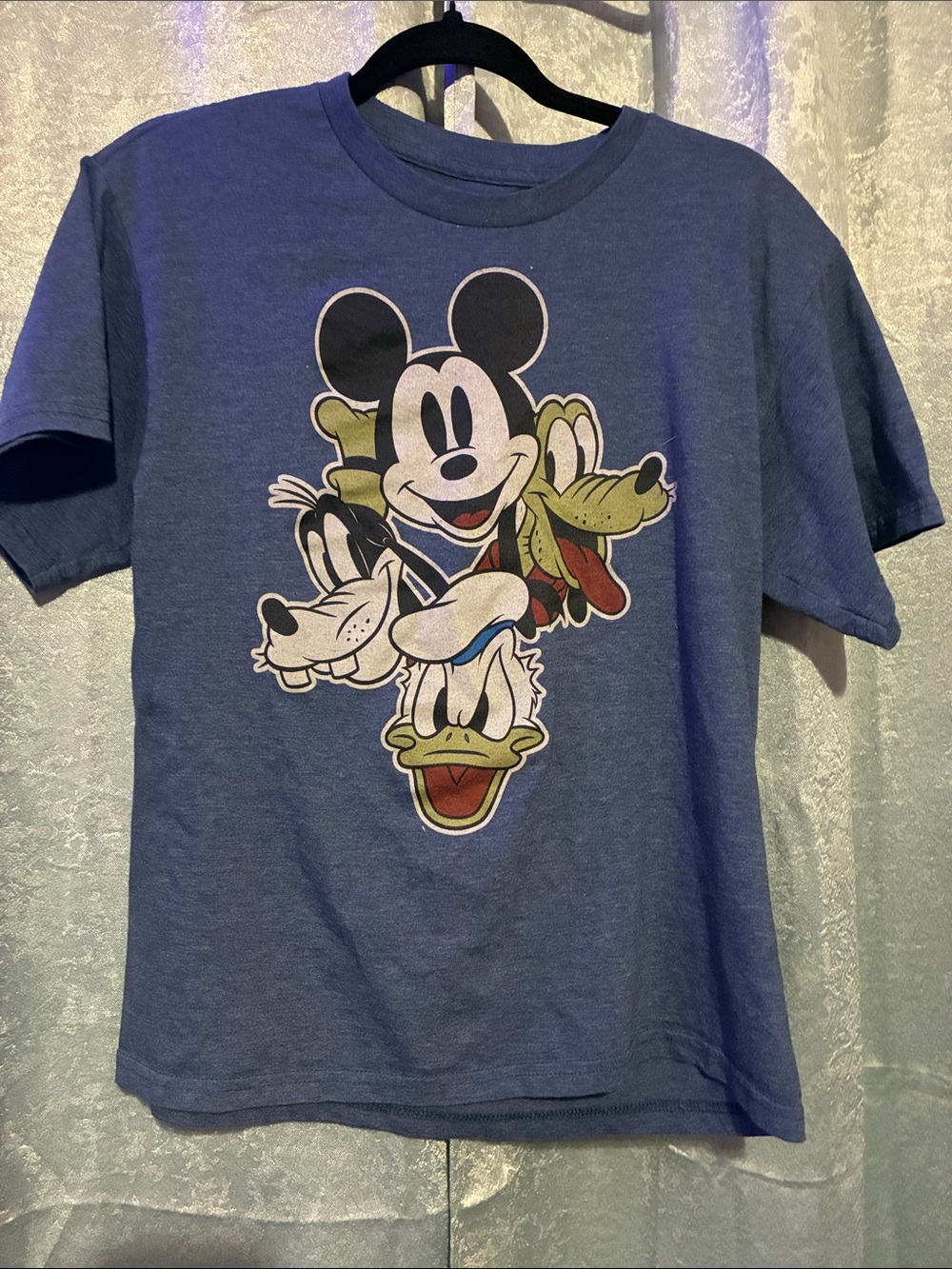 Disney Blue Short Sleeve Tee with Mickey & Friends Graphic